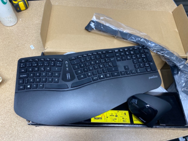 Photo 2 of Perixx Periduo-605, Wireless Ergonomic Split Keyboard and Vertical Mouse Combo, Adjustable Palm Rest and Membrane Low Profile Keys, Black, US English Layout (11633)
