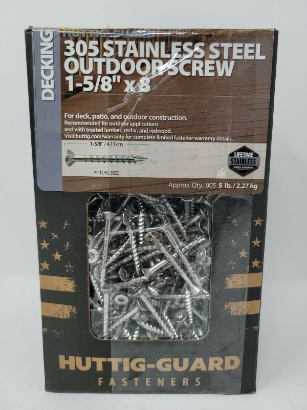 Photo 1 of HUTTIG-GUARD (1-5/8 x 8) 305 stainless steel outdoor screws 5lb box Decking