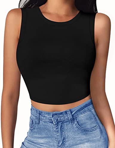 Photo 1 of HERLOLLYCHIPS Women's Sexy Sleeveless Stretchy Summer Crop Tank Tops
