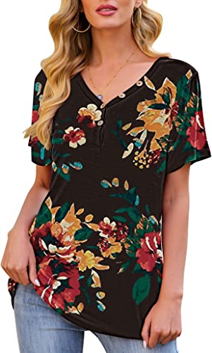 Photo 1 of XL, Eanklosco Women's Short Sleeve V-Neck Shirts Loose Casual Tee T-Shirt
