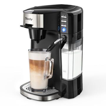 Photo 1 of 6-In-1 Coffee Machine Single Serve Coffee Tea Latte Cappuccino Maker with Dishwasher Milk Frother for K-Cup Pods Ground Coffee 
