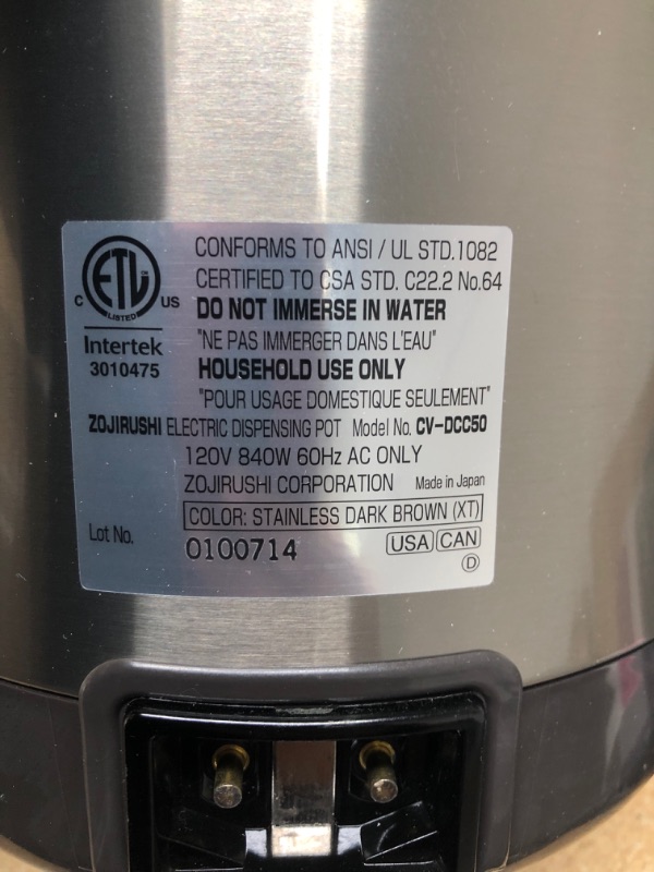 Photo 7 of Zojirushi CV-DCC50XT VE Hybrid Water Boiler And Warmer, 5-Liter, Stainless Dark Brown
