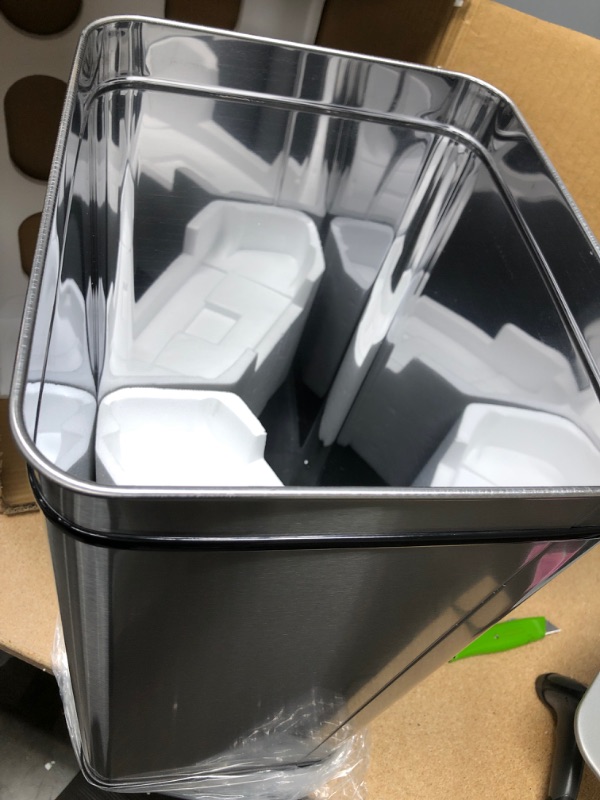 Photo 3 of **UNABLE TO TEST** iTouchless 13 Gallon Stainless Steel Kitchen Trash Can with AbsorbX Odor Filter System, Powered by Batteries (not Included) or Optional AC Adapter (Sold Separately)
