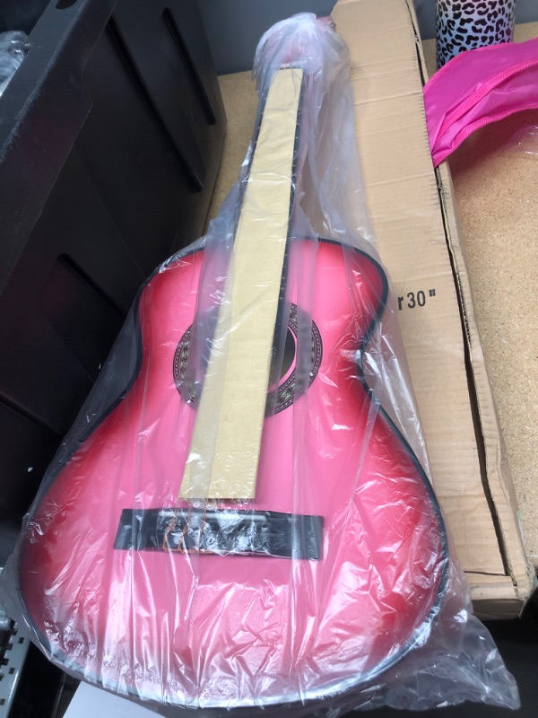 Photo 2 of 30" Wood Classical Guitar with Case and Accessories for Kids/Girls/Boys/Beginners (Pink)
