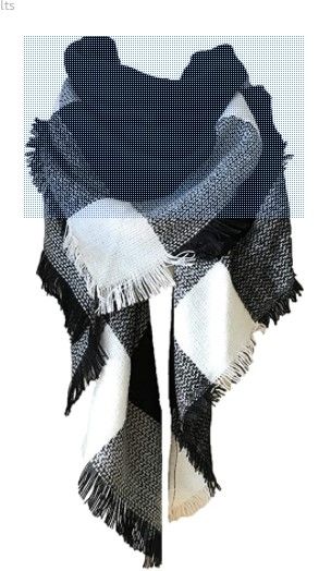 Photo 1 of 2-Wander Agio Womens Warm Long Shawl Winter Wraps Large Scarves Knit Cashmere Feel Plaid Triangle Scarf
