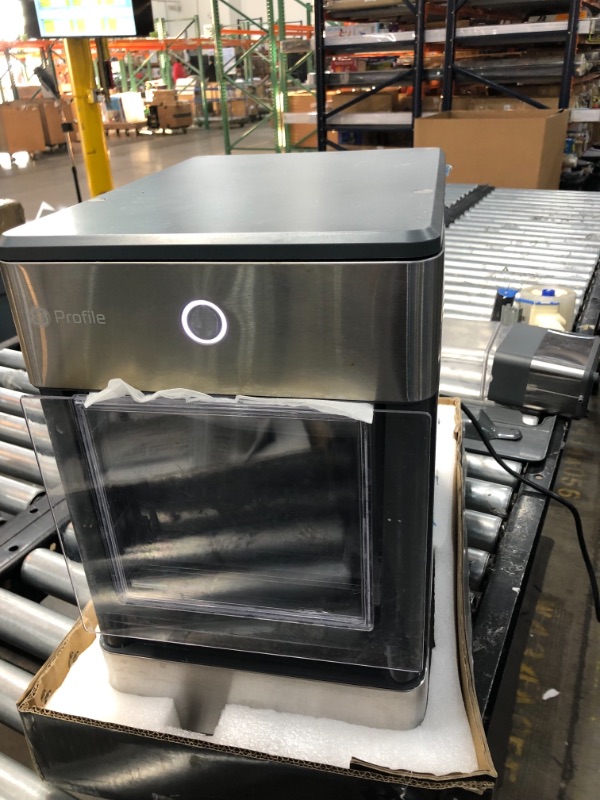 Photo 2 of GE Profile Opal | Countertop Nugget Ice Maker with Side Tank | Portable Ice Machine with Bluetooth Connectivity | Smart Home Kitchen Essentials | Stainless Steel Finish | Up to 24 lbs. of Ice Per Day


//TETSED, POWERS ON// USED 