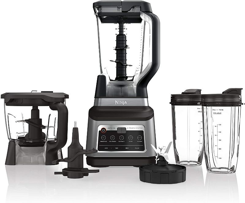 Photo 1 of Ninja BN801 Professional Plus Kitchen System, 1400 WP, 5 Functions for Smoothies, Chopping, Dough & More with Auto IQ, 72-oz.* Blender Pitcher, 64-oz. Processor Bowl, (2) 24-oz. To-Go Cups, Grey

NOT FUNCTIONAL 


//TESTED, POWERS ON// PROCESSOR IS CRACKE