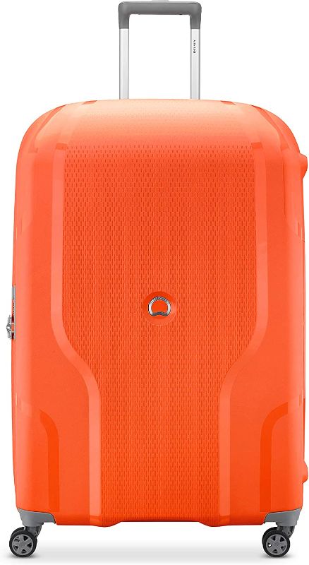 Photo 1 of DELSEY Paris Clavel Hardside Expandable Luggage with Spinner Wheels, Orange, Checked-Large 30 Inch
