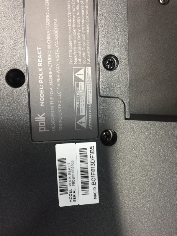 Photo 6 of //TESTED, ITEM  POWERS ON AND CAN CONNECT TO BLUETOOTH BUT NO SOUND PLAYS//
Polk Audio React Sound Bar, Dolby & DTS Virtual Surround Sound, Next Gen Alexa Voice Engine with Calling & Messaging Built-in, Expandable to 5.1 with Matching React Subwoofer & SR