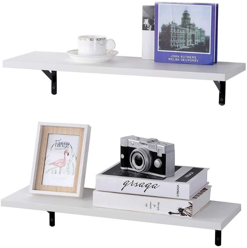 Photo 1 of SUPERJARE Wall Mounted Floating Shelves, Set of 2, Display Ledge, Storage Rack for Room/ Kitchen /Office - WHite
