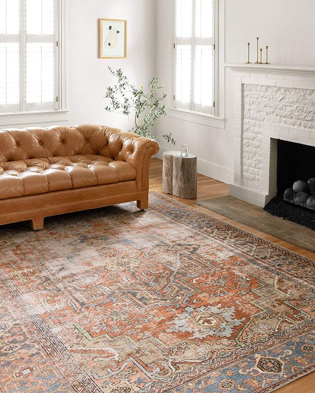 Photo 1 of Loloi II Loren Collection LQ-15 Traditional Terracotta / Sky 5'-0" x 7'-6" Area Rug
