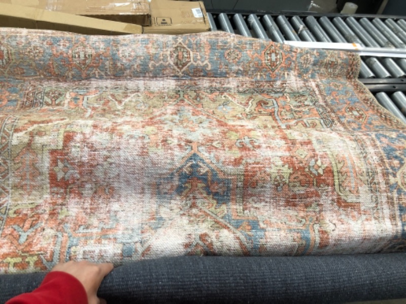 Photo 1 of Loloi II Loren Collection LQ-15 Traditional Terracotta / Sky 5'-0" x 7'-6" Area Rug

