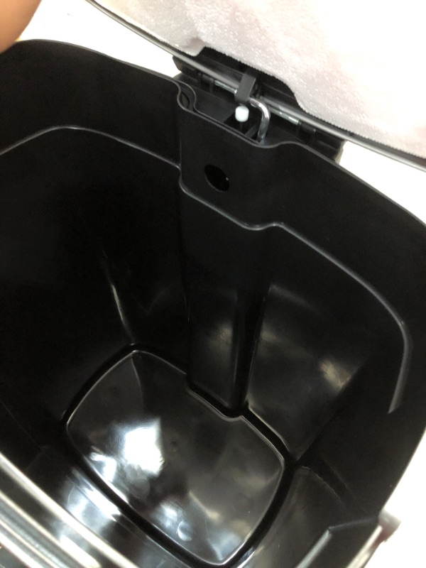 Photo 3 of Amazon Basics 50 Liter / 13.2 Gallon Soft-Close, Smudge Resistant Trash Can with Foot Pedal - Brushed Stainless Steel, Satin Nickel Finish
