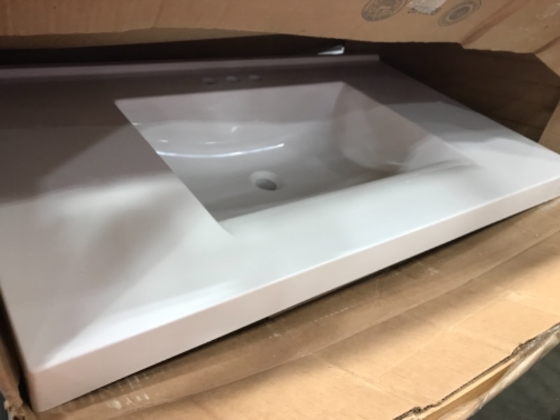 Photo 2 of 37" x 22"  Glacier Bay Marble Vanity Top in White with White Sink
