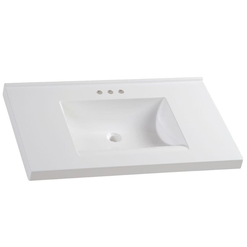 Photo 1 of 37" x 22"  Glacier Bay Marble Vanity Top in White with White Sink
