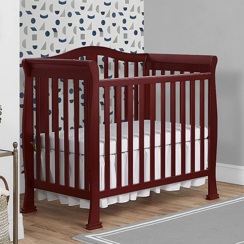 Photo 1 of Dream On Me Addison 4-in-1 Convertible Mini Crib in Cherry, Greenguard Gold Certified
