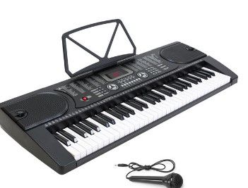 Photo 1 of 61-Key Portable Electronic Piano Keyboard with LCD Display and Microphone, Black
