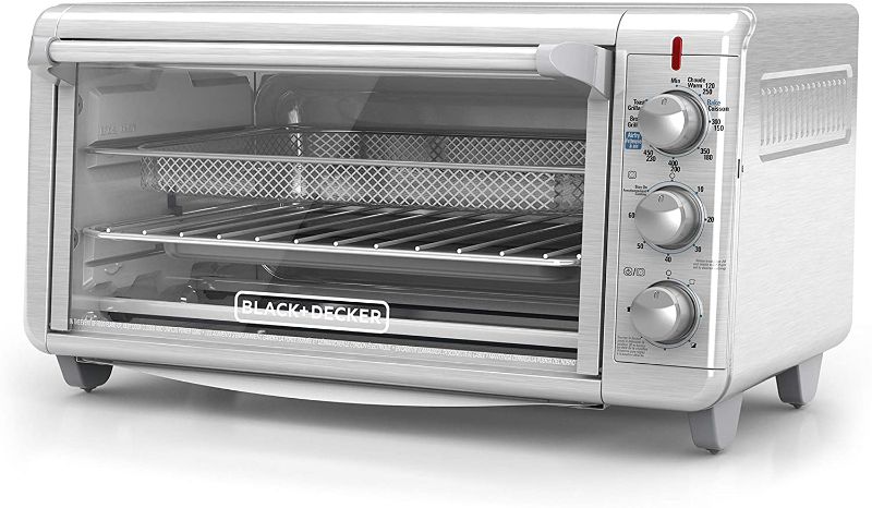 Photo 1 of Black+Decker TO3265XSSD Extra Wide Crisp ‘N Bake Air Fry Toaster Oven, Silver, Fits 9" x 13" Pan
