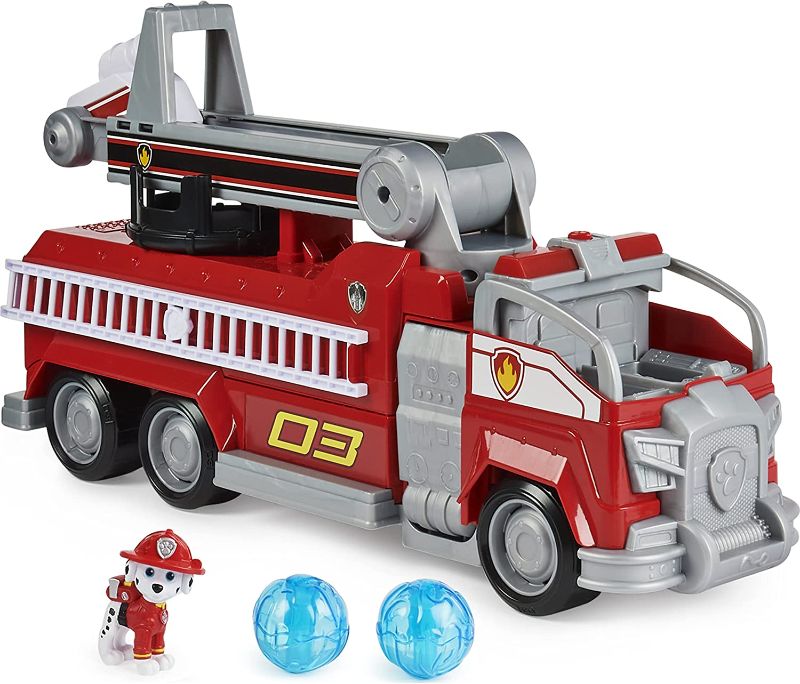 Photo 1 of PAW Patrol, Marshall’s Transforming Movie City Fire Truck with Extending Ladder, Lights, Sounds and Action Figure, Kids Toys for Ages 3 and up
