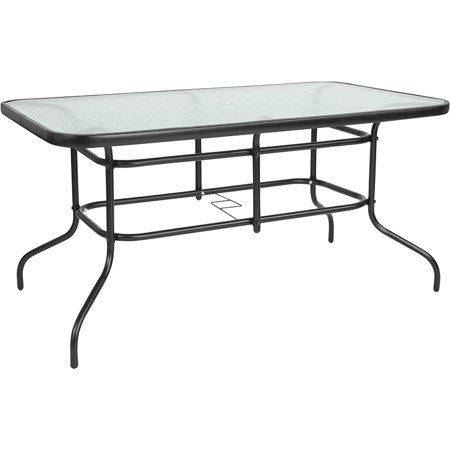 Photo 1 of 31.5" X 55" Rectangular Tempered Glass Metal Table-Color:Clear Top/Black Frame
