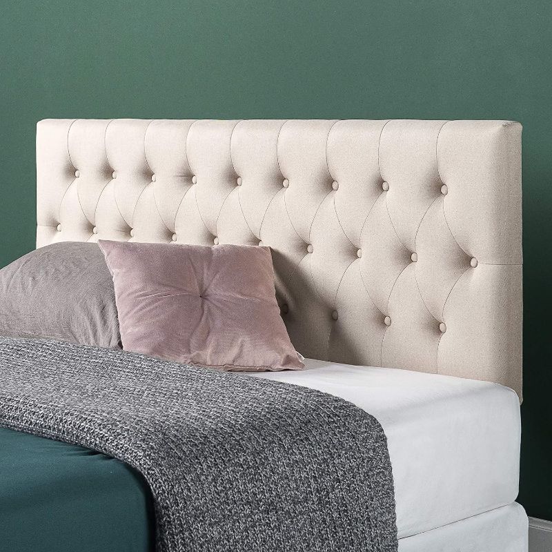 Photo 1 of  Trina Upholstered Headboard / Button Tufted Upholstery / Adjustable Height / Easy Assembly, beige King bed board
