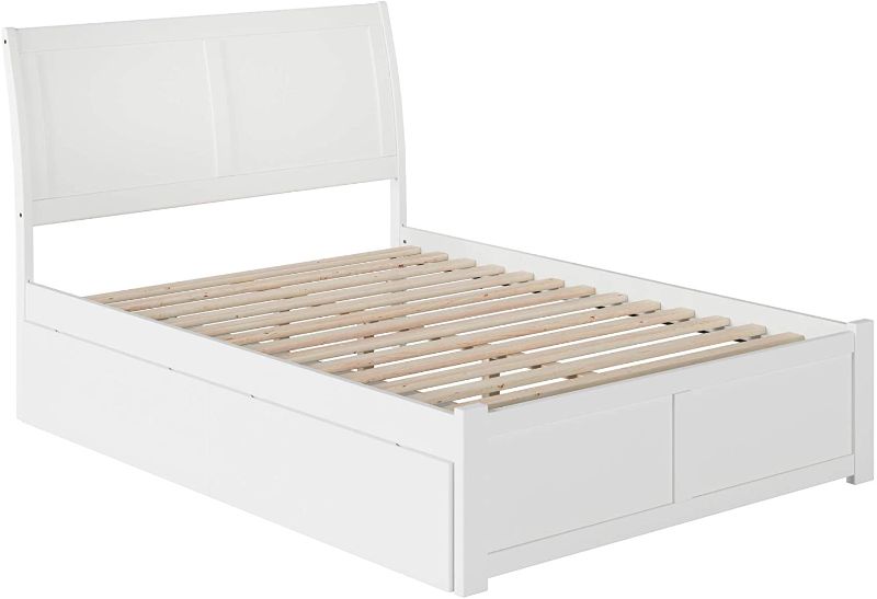 Photo 1 of **ONLY URBAN PANEL FOOTBOARD** Atlantic Furniture Portland Platform Bed with 2 Urban Bed Drawers, Full, White
