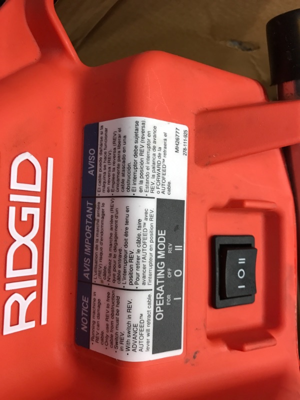 Photo 6 of **PARTS ONLY** UNFUNCTIONAL** RIDGID 55808 30 Ft Corded Drain Cleaning Machine, 120V AC
