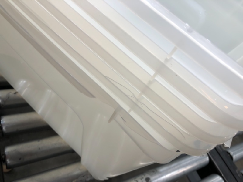 Photo 1 of IRIS USA 54 Qt Clear Plastic Storage Box with Latches, 6 Pack (broken lids & tubs)
