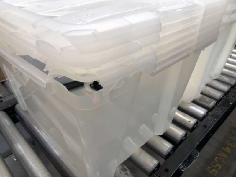 Photo 1 of IRIS USA 54 Qt Clear Plastic Storage Box with Latches, 6 Pack (broken lids & tubs)
