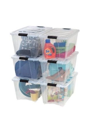 Photo 1 of IRIS USA 54 Qt Clear Plastic Storage Box with Latches, 6 Pack (broken lids & tubs)