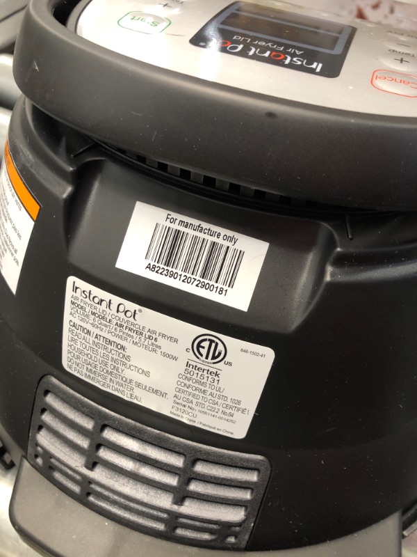 Photo 2 of Instant Pot 6 Quart Air Fryer Lid