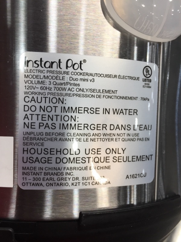 Photo 4 of ***Needs Clean*** Instant Pot Duo Mini 3 Qt 7-in-1 Multi- Use Programmable Pressure Cooker, Slow Cooker, Rice Cooker, Steamer, Sauté, Yogurt Maker and Warmer