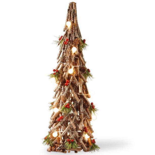 Photo 1 of 23" Pre-Lit Wood Look Christmas Tree - Warm White LED Lights
