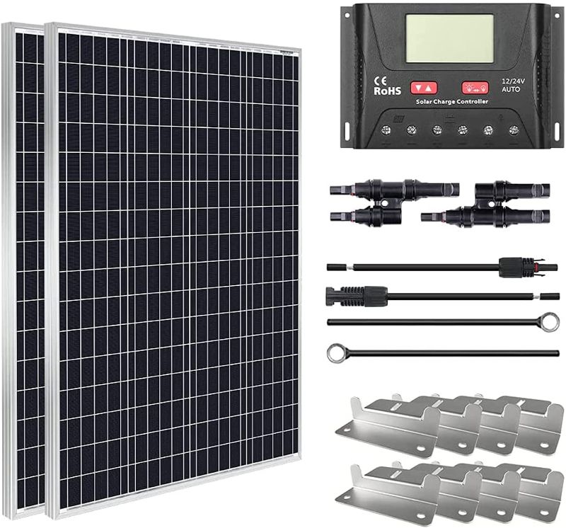 Photo 1 of 200W 12V Solar Panel Kit w/ 30A PWM LCD Solar Charge Controller