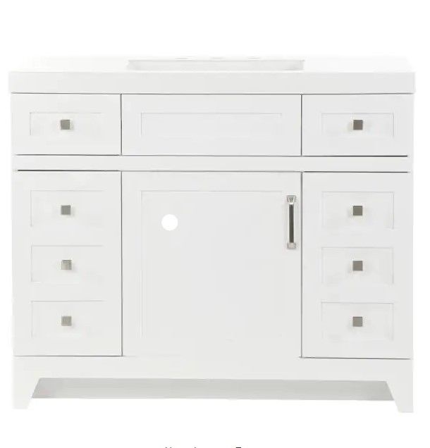Photo 1 of 
St. Paul
Rosedale 42 in. W x 19 in. D Bathroom Vanity in White with Cultured Marble Vanity Top in White with White Sink