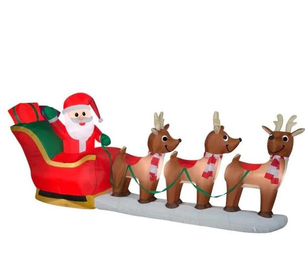 Photo 1 of 
Home Accents Holiday
12 ft Giant Inflatable Santa with Sleigh Scene and LED Lights