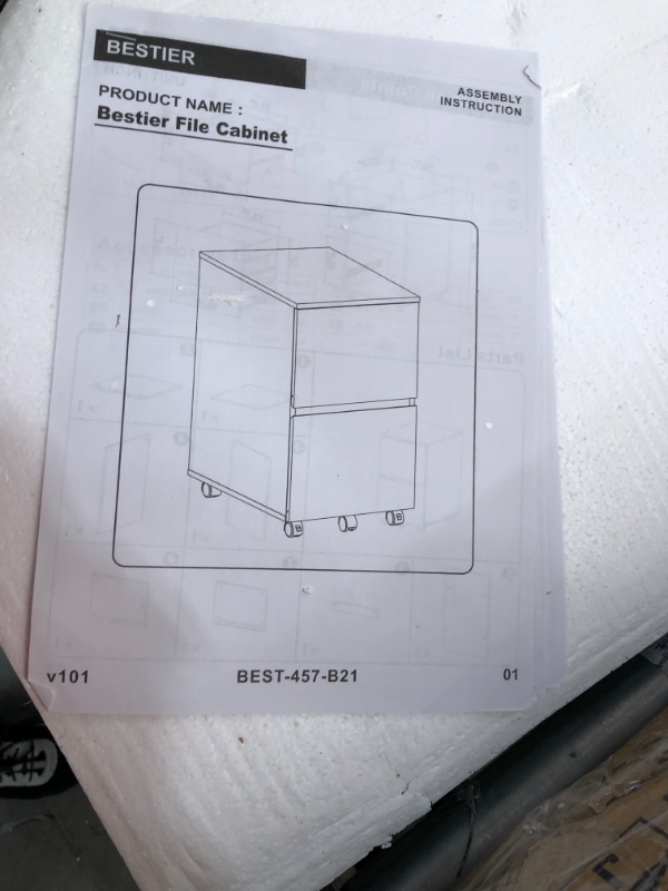 Photo 2 of Bestier 2 Drawer Mobile File Cabinet with 10 Free A4 File Holders Wood Rolling Filing Cabinet for A4/Legal/Letter Size Under Desk Printer Stand with Storage for Home Office, Oak
