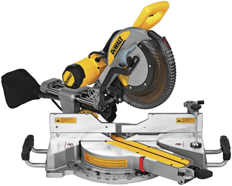 Photo 1 of 15 Amp Corded 12 in. Double Bevel Sliding Compound Miter Saw, Blade Wrench & Material Clamp