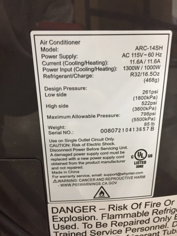 Photo 5 of Whynter ARC-14SH 14,000 BTU Dual Hose Portable Air Conditioner, Dehumidifier, Fan & Heater with Activated Carbon Filter Plus Storage Bag, Platinum Black
