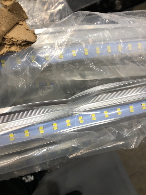 Photo 1 of 8FT LED Shop Light Fixture - 120W 14400LM, 5000K-5700K Daylight, 96'' T8 Integrated V Shape Fluorescent Tube Lights, High Output Bulbs for Garage Warehouse Workshop,Linkable Plug and Play (Pack 10pcs)

//MAJOR DAMAGE TO SOME LIGHTS WITH DENTS OR HALF WORK