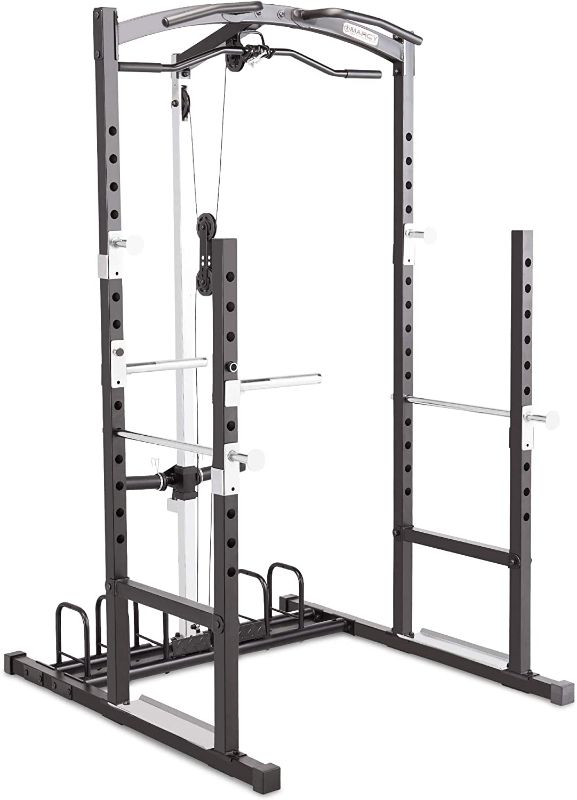 Photo 1 of Marcy Home Gym Cage System Workout Station for Weightlifting, Bodybuilding and Strength Training MWM-7041
//BOX 1 OF 2 ONLY BOX 1, MINOR DAMAGE WITH RUST