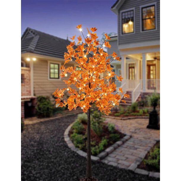 Photo 1 of Lightshare LED Lighted Maple Tree - 120 Warm White LED Lights, 5.5 ft, Orange
