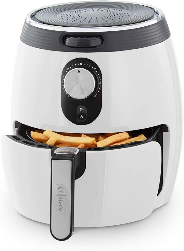 Photo 1 of Dash Deluxe Electric Air Fryer + Oven Cooker with Temperature Control, Non-stick Fry Basket, Recipe Guide + Auto Shut Off Feature, 1200-Watt, 3 Quart

//TESTED AND NONFUNCTIONAL, PARTS ONLY 
