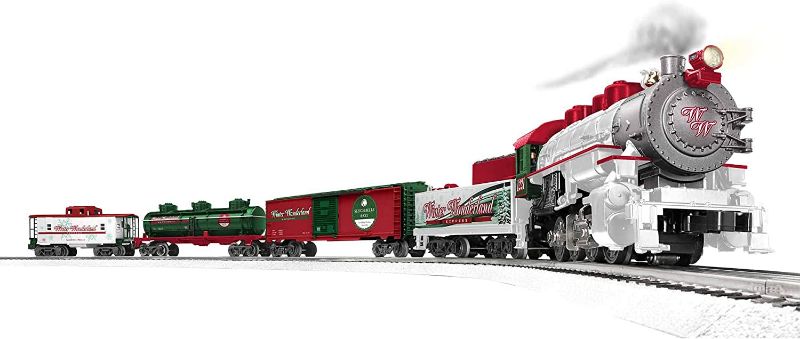 Photo 1 of Lionel Winter Wonderland LionChief 0-8-0 Set with Bluetooth Capability, Electric O Gauge Train Set with Remote
