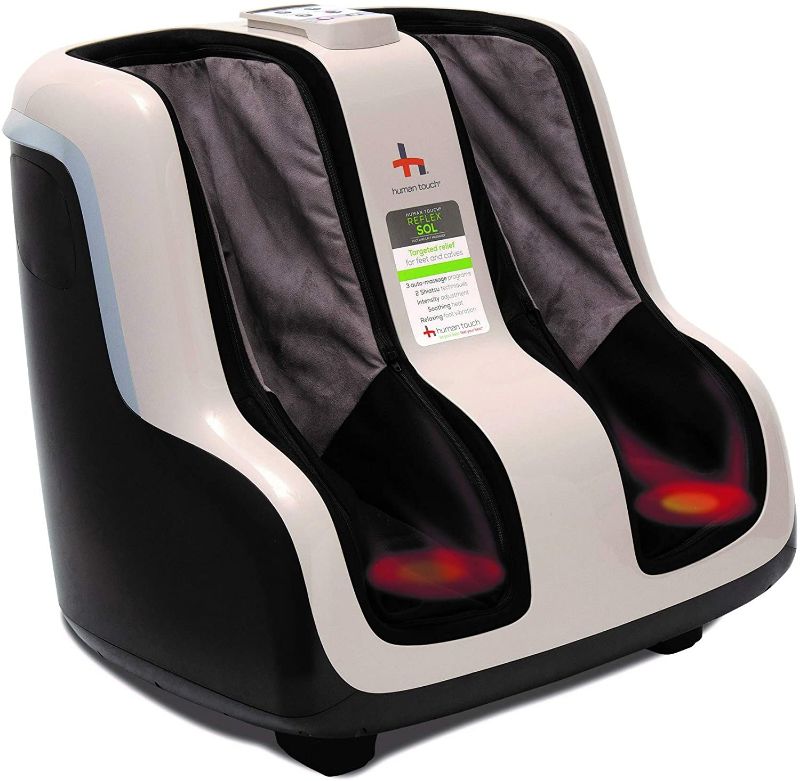 Photo 1 of Human Touch Reflex SOL Foot and Calf Massager Machine with Heat, Shiatsu Deep Kneading, Under Foot Rollers, Delivers Relief for Tired Muscles and Plantar Fasciitis, Fits feet up to Men Size 12

//TESTED AND NONFUNCTIONAL
