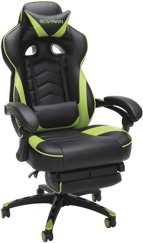 Photo 1 of RESPAWN RSP-110-GRN Reclining Gaming Chair with Footrest, Green
