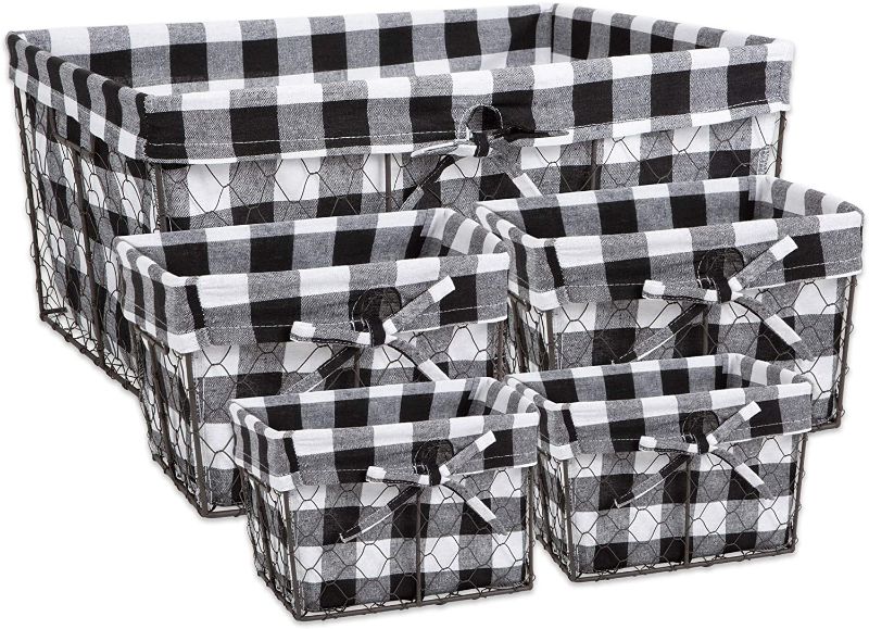 Photo 1 of Design Imports Vintage-like Chicken Wire Check Liner Basket Set of 5

//MISSING BIG BASKET 
