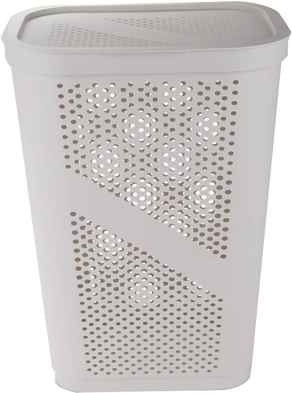 Photo 1 of Mind Reader Perforated Plastic Laundry Hamper, 60 Liter, Ivory

//MINOR DAMAGE TO BASE CORNER 