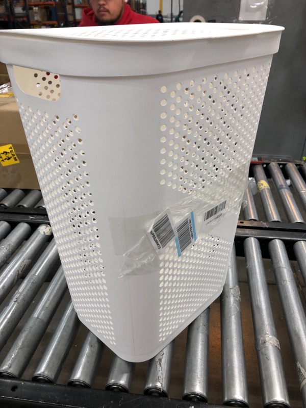 Photo 1 of Mind Reader Perforated Plastic Laundry Hamper, 60 Liter, Ivory

//MINOR DAMAGE TO BASE CORNER 