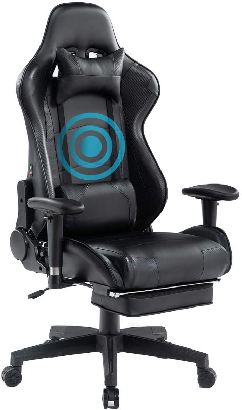 Photo 1 of HEALGEN Back Massage Gaming Chair with Footrest,PC Computer Video Game Racing Gamer Chair High Back Reclining Executive Ergonomic Desk Office Chair with Headrest Lumbar Support Cushion (GM002 Black)
